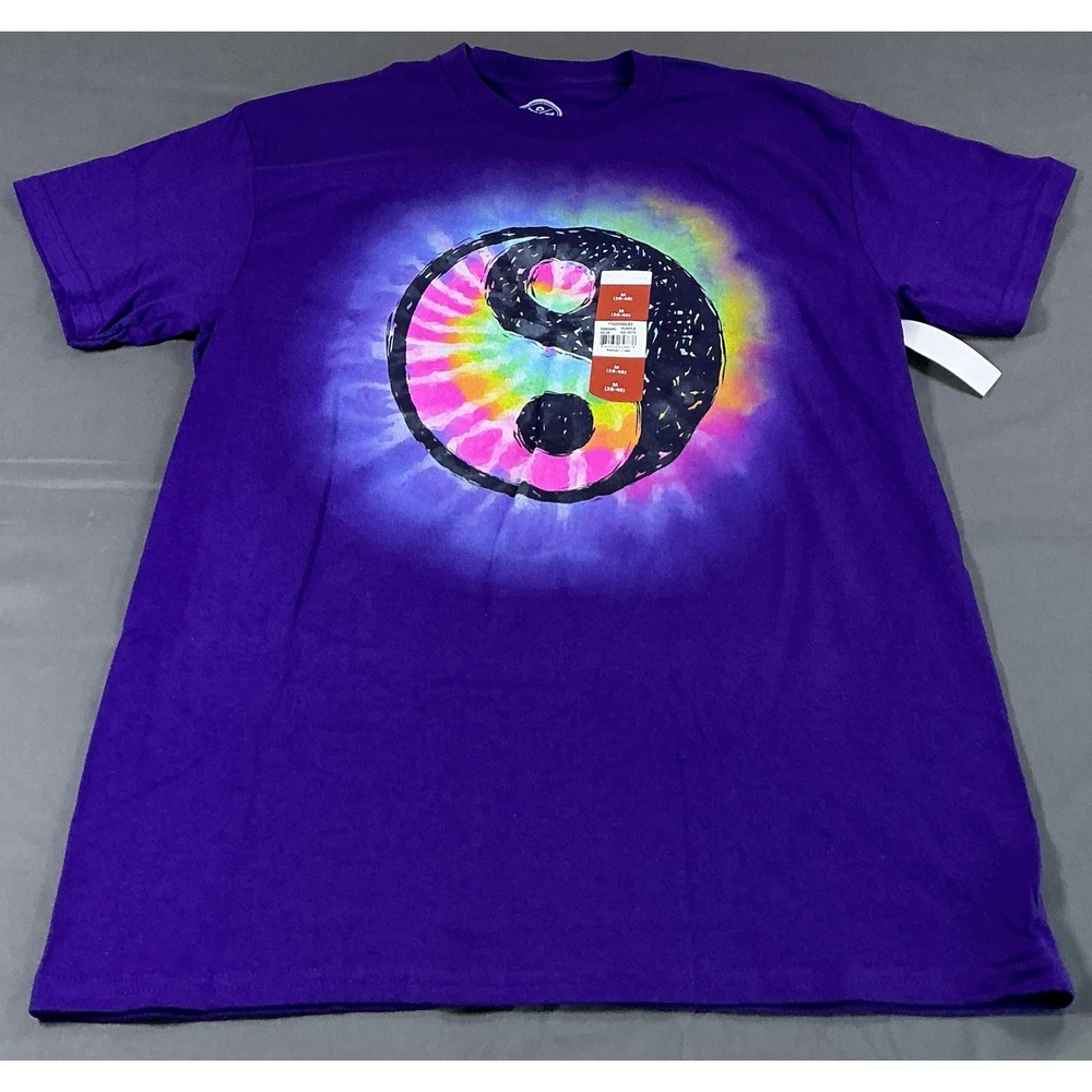 DOM Purple Yin Yang Tie Dye Graphic T-Shirt Mens Size Medium New